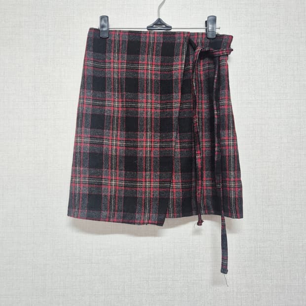 체크 랩 스커트 미니 스커트