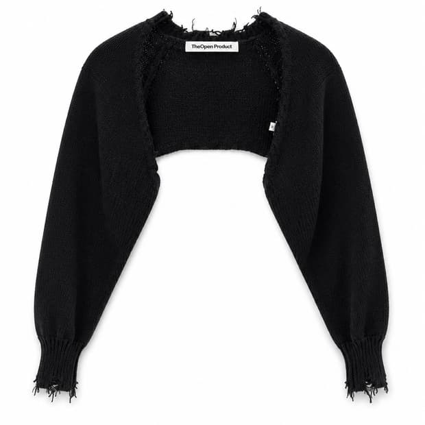 더오픈프로덕트 데미지 볼레로 가디건 블랙