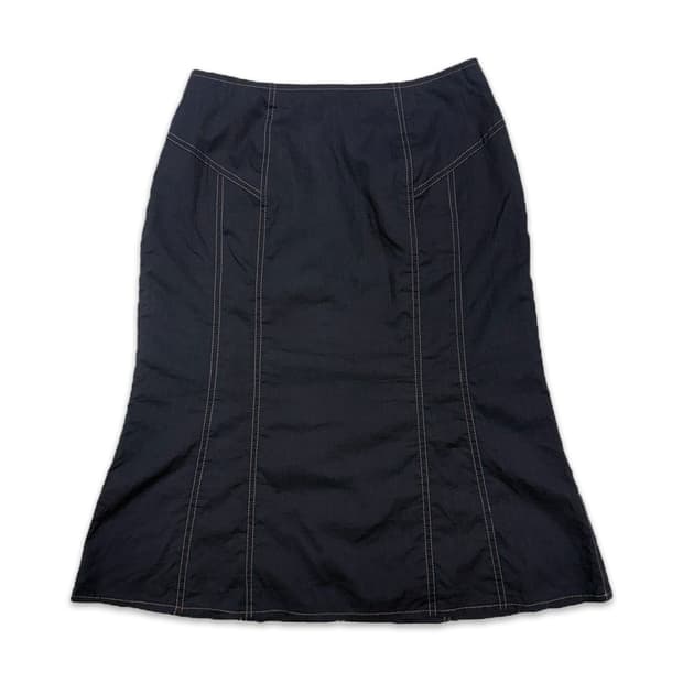 빈티지 네이비 스티치 미디 스커트