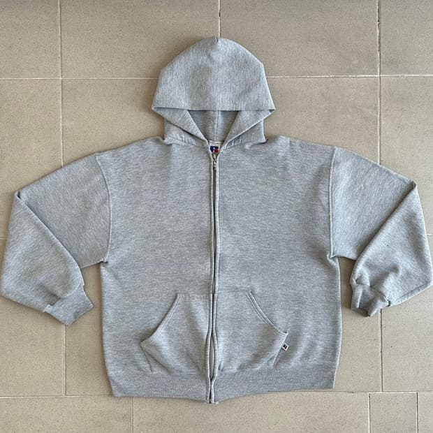 90s 빈티지 러셀 후드집업 그레이 L USA