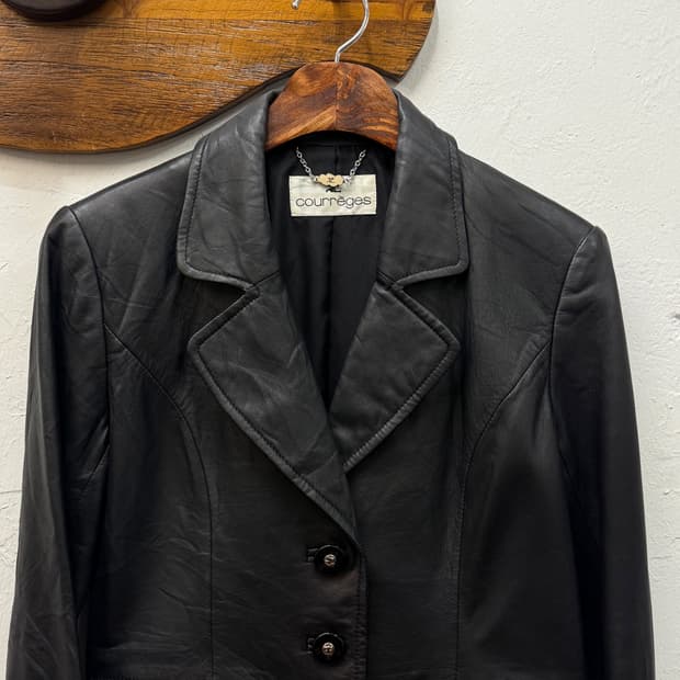 55) Courrèges Lambskin Leather Button-Up