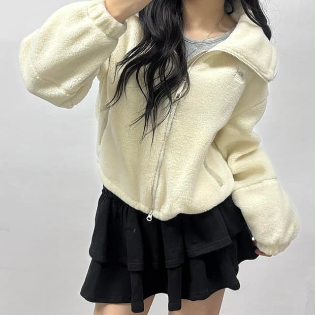 노스페이스 신형 화이트 라벨 크림 베이지 퍼피 걸즈 플리스 자켓(S)