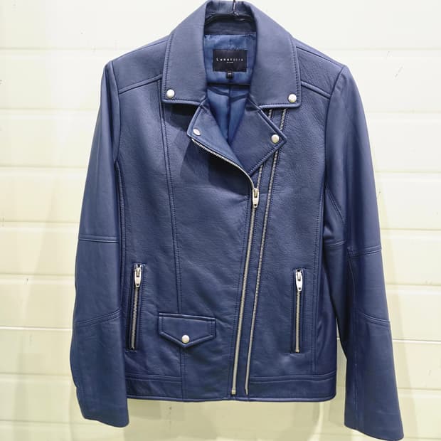 루나코어스 여성 가죽 라이더 자켓 네이비 77