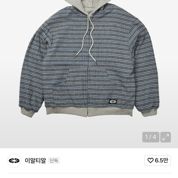 (L) 이알티알 리버시블 후드 집업 체크 블루