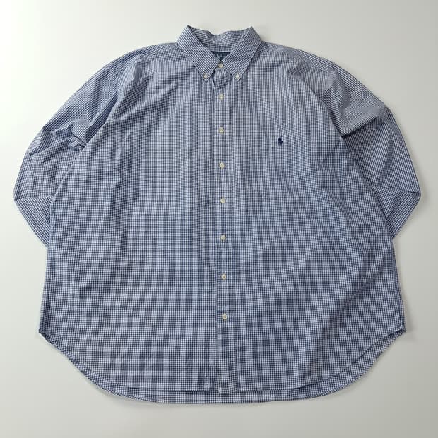 CA595 2XB 폴로 빅사이즈 00s 네이비 마이크로체크 셔츠 남방