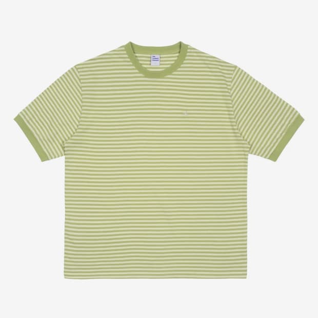 TCM mini logo stripe ringer T (lime)