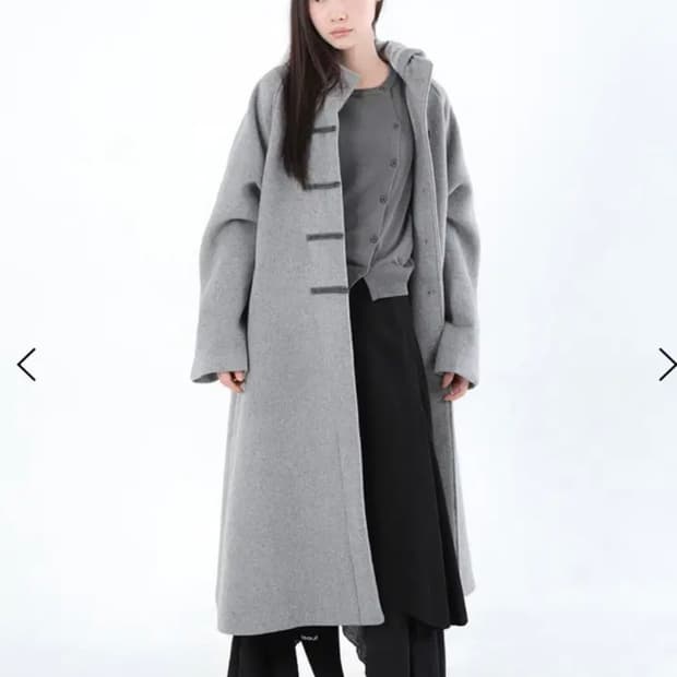 미세키서울 후디 롱 더플 코트 그레이