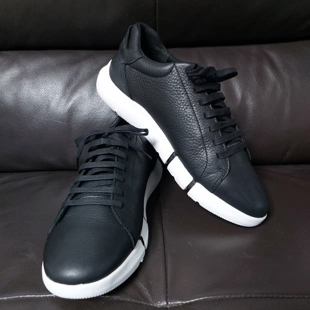 GEOX 남성 가죽 스니커즈 블랙 (265mm)EUR42

