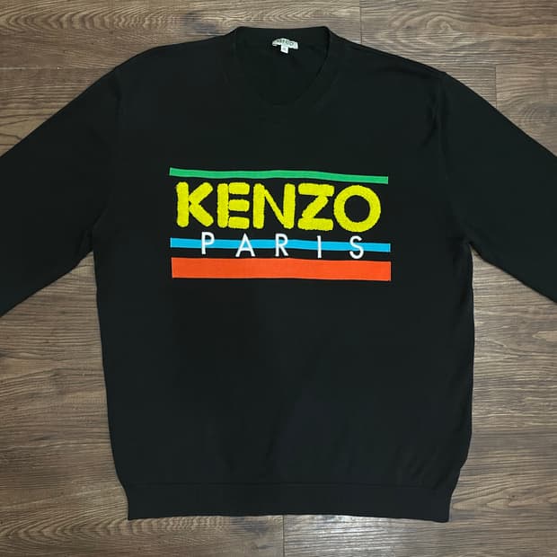 겐조 KENZO 삼선로고 니트 풀오버 블랙
