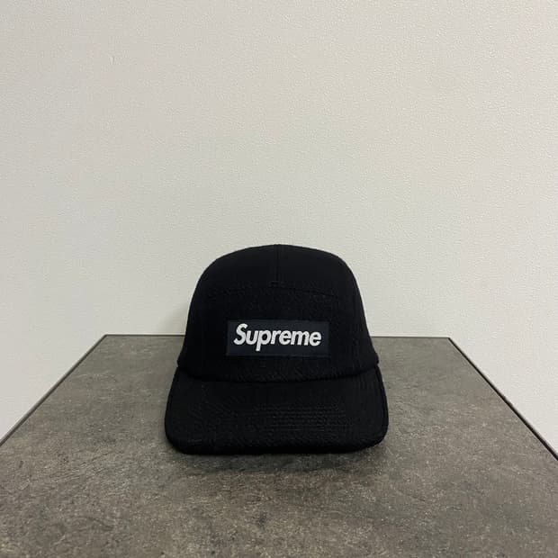 (OS) 슈프림 박스로고 캠프캡 모자 해리스트위드 블랙