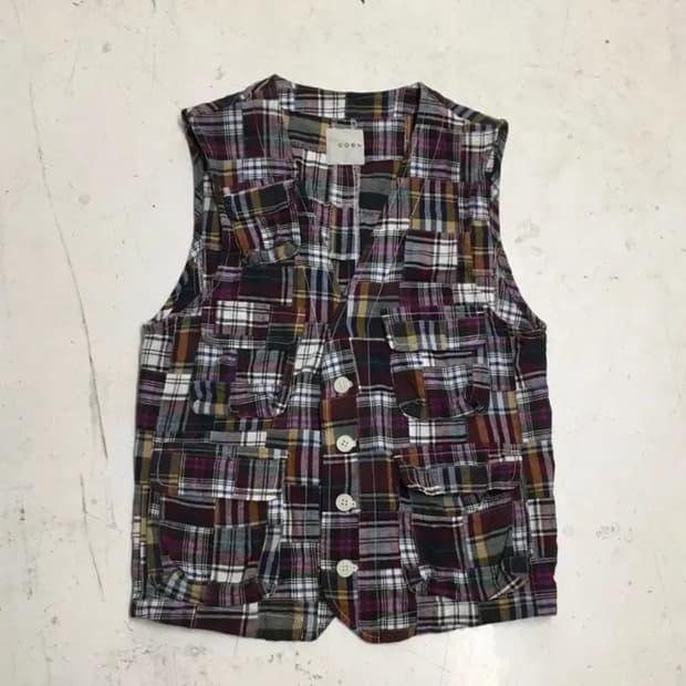 코엔 유나이티드애로우즈 마드라스 패치워크 체크 베스트