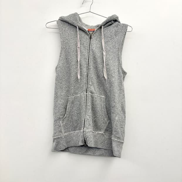 Hoody sleeveless zip up / grey