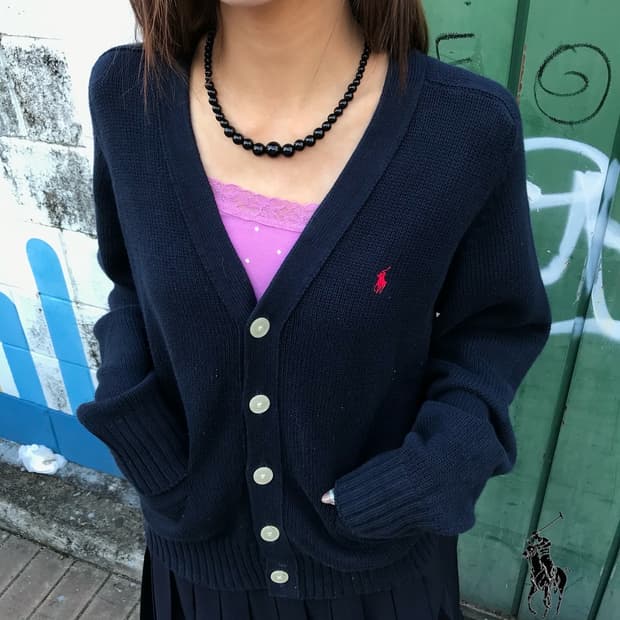 폴로 랄프로렌 레드 포니 네이비 가디건 🍭