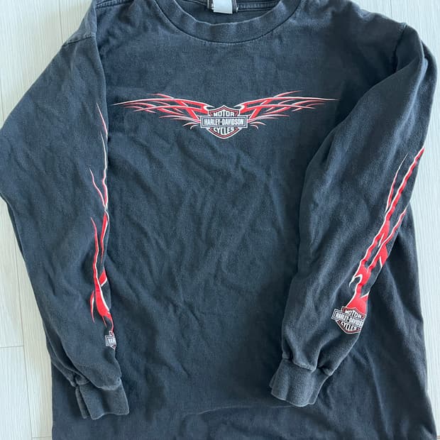 할리데이비슨 빈티지 롱슬리브 L 레드플레임