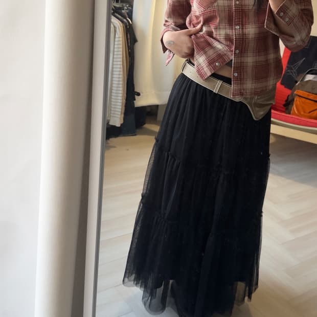 [INGNI] black lace layers skirt