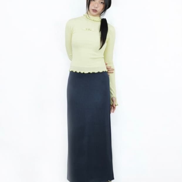 어스지구 SLIM KNIT LONG SKIRT_NAVY