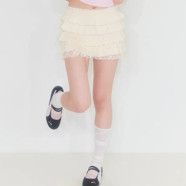일리고 캉캉 프릴 스커트 팬츠 아이보리 s