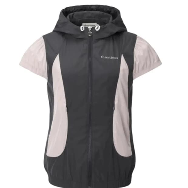 쓰티타임즈 밀키 후드 바람막이 윈드브레이커 반팔 