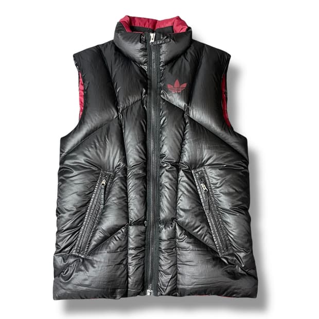 아디다스 블랙 버건디 파이어버드 패딩 조끼 95