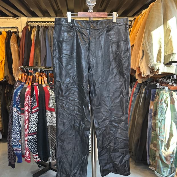 Old 리얼 레더 바이크 가죽 팬츠