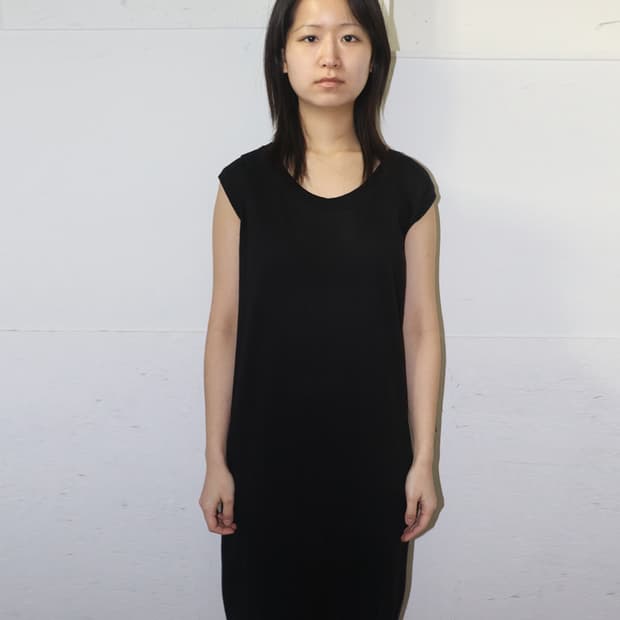 요지 야마모토 슬리브리스 원피스 블랙