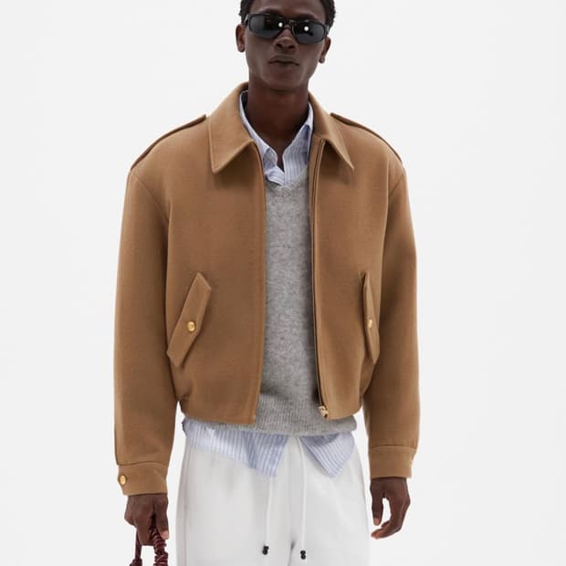 타일레 에폴렛 울렌 오피서 블루종 자켓 카멜 1사이즈