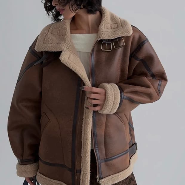 레더 쉐르파 무스탕 자켓 더그린랩