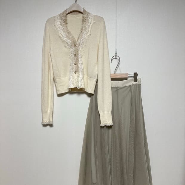 캐시미어100 레이스 가디건