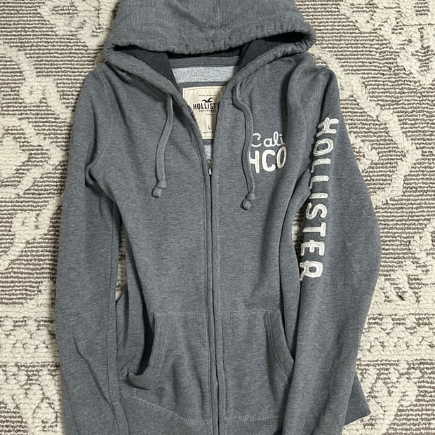 홀리스터 그레이 사이드로고 후드집업