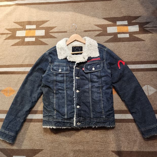 EVISU 에비수 재팬 데님 쉐르파 자켓 M