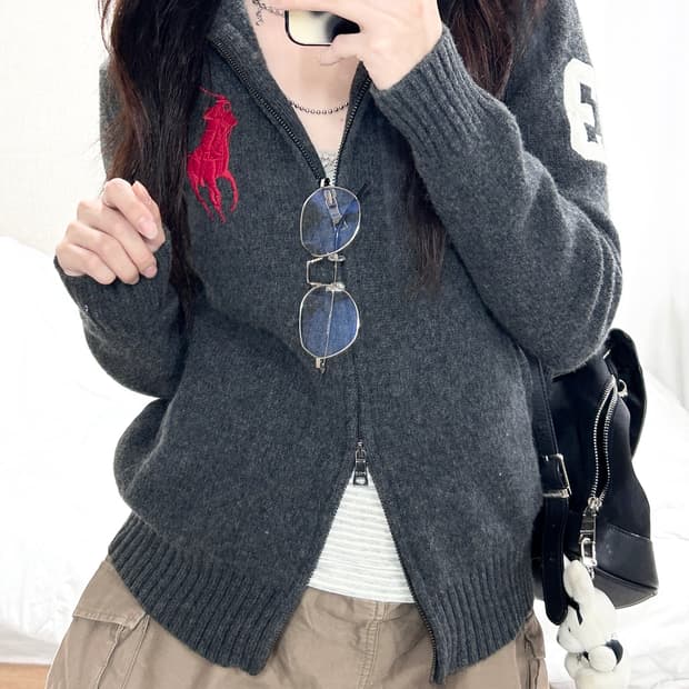 폴로 빅포니 투웨이 램스울 니트집업