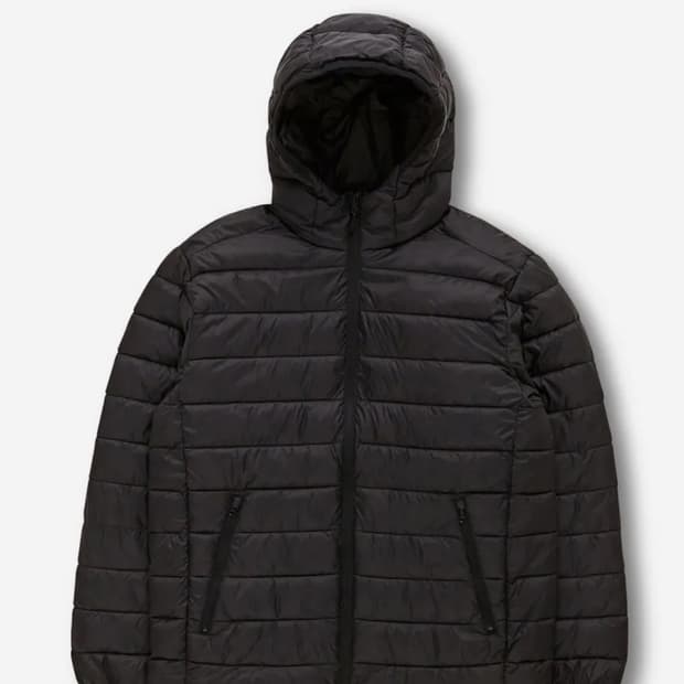 스파오 씬라이크 후드 재킷 경량패딩 브라운 교환