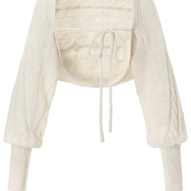 쓰리타임즈 threetimes 크리미 니트 볼레로