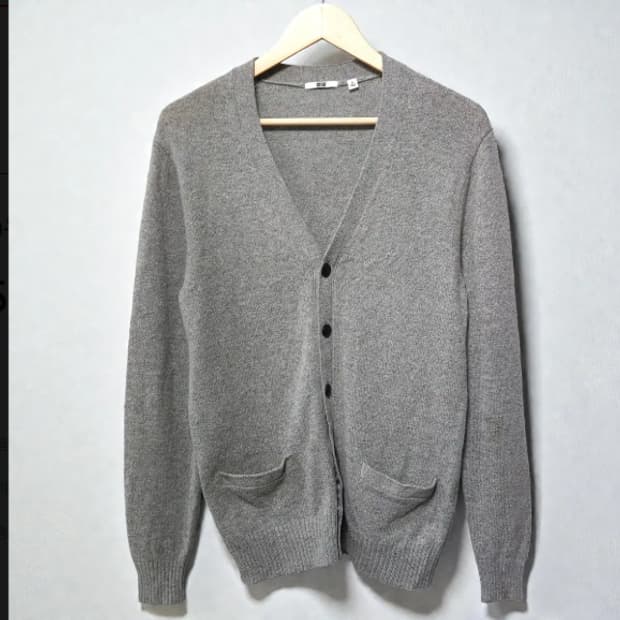 95)유니클로 울 가디건 그레이