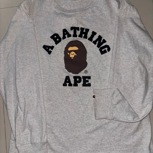 베이프 컬리지 롱슬리브 티셔츠 그레이 M