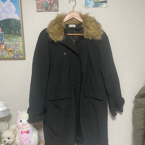 빈티지 퍼 카라 솔리드 야상 점퍼