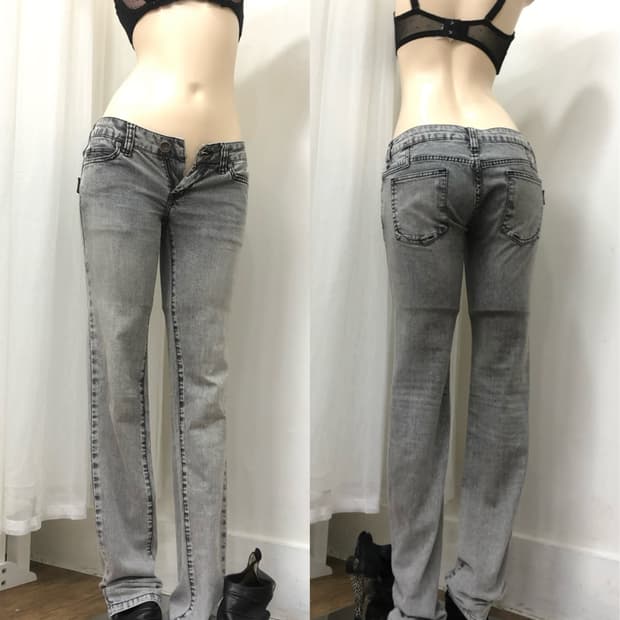 slim fit low rise grey jeans