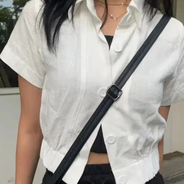 여름 린넨 버튼 반팔셔츠 아이보리