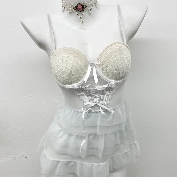 화이트 엔젤 시어 프릴 코르셋