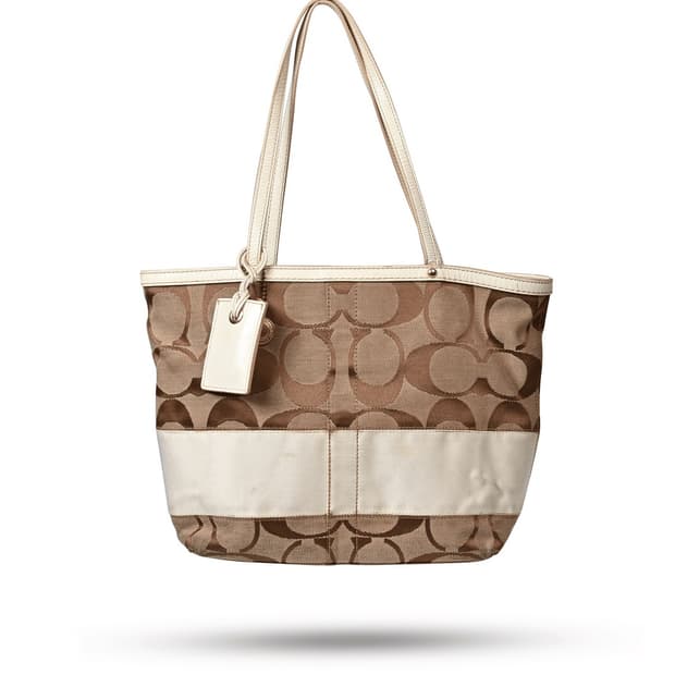 [OS] Coach White Stripe Signature Canvas
