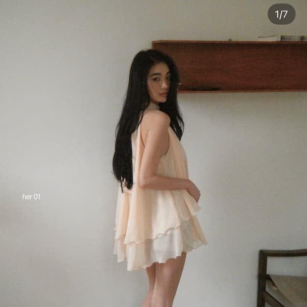 씨어 seer melted heart blouse_peach beige