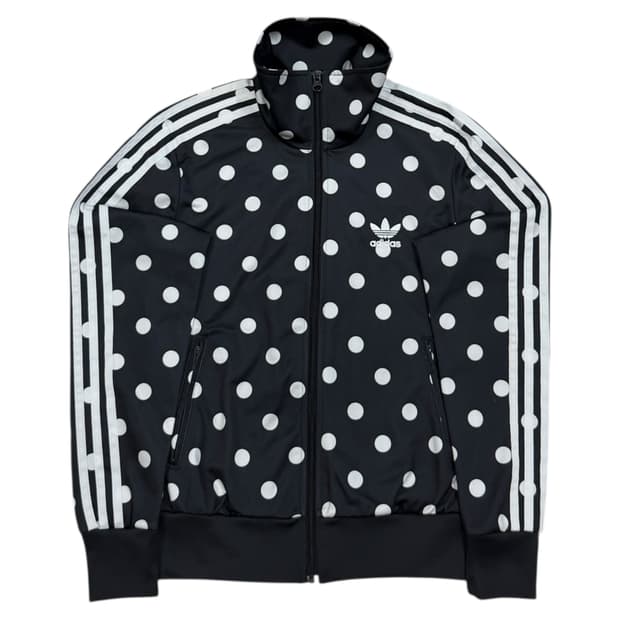 아디다스 빈티지 파이어버드 빅로고 땡땡이 도트 패턴 트랙탑져지 자켓 블랙