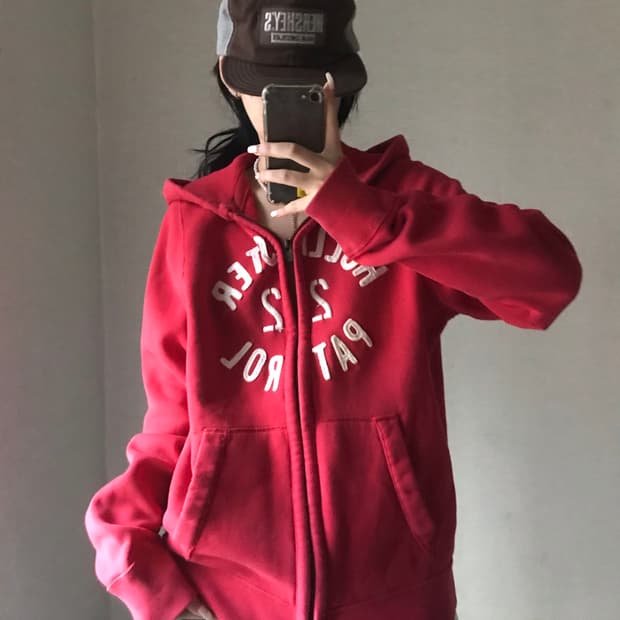 홀리스터 레드 오버핏 후드집업