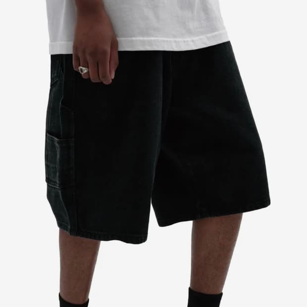 CARPENTER DENIM SHORTS [BLACK]