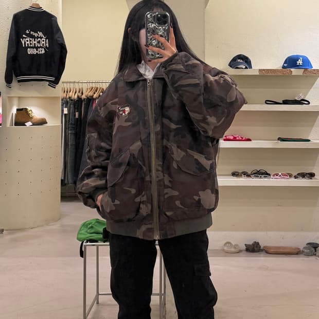 카모 패턴 밀리터리 패치 자켓 U1119