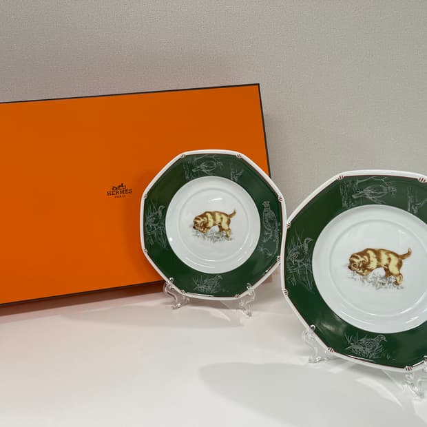 에르메스 샹 쿠홍 Chiens Courants 리트리버 플레이트 2P