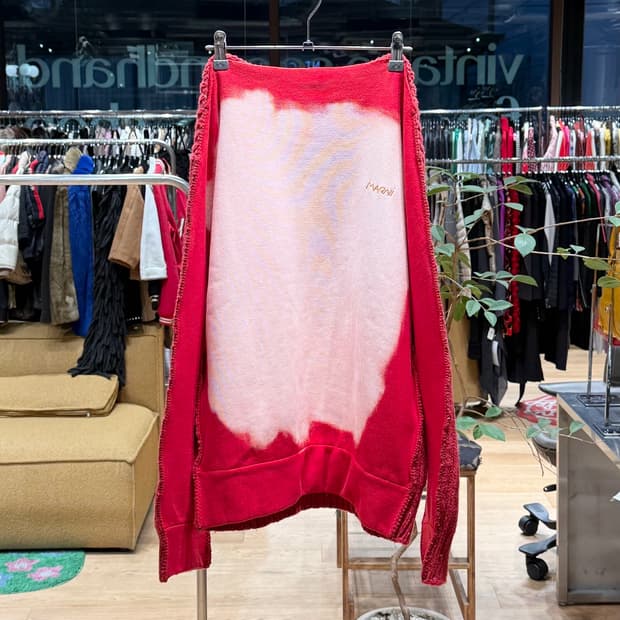 마르니 레드 보트넥 더블다이드 코로션 니트 스웻셔츠