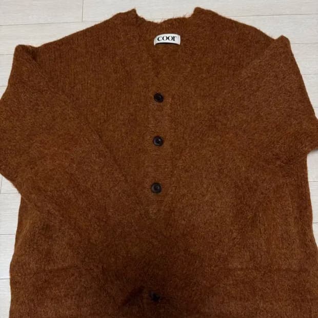 헤어리 소프트 알파카 가디건 (브릭멜란지)