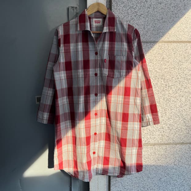 리바이스 포켓 체크 셔츠 원피스