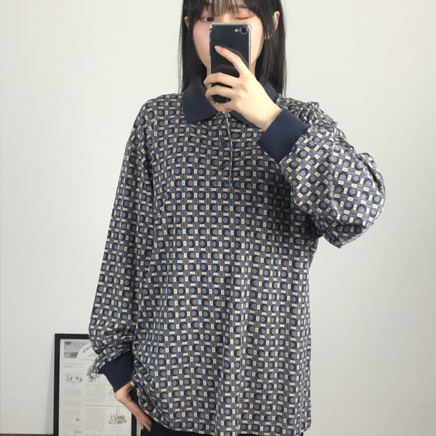 CHAPS RL Pattern Long Sleeve Polo
